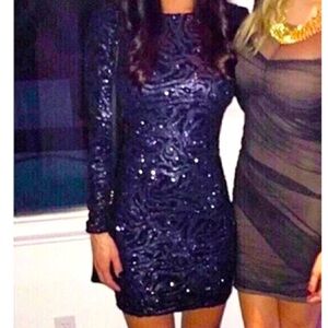 Dress The Population Sequin Dress Blue